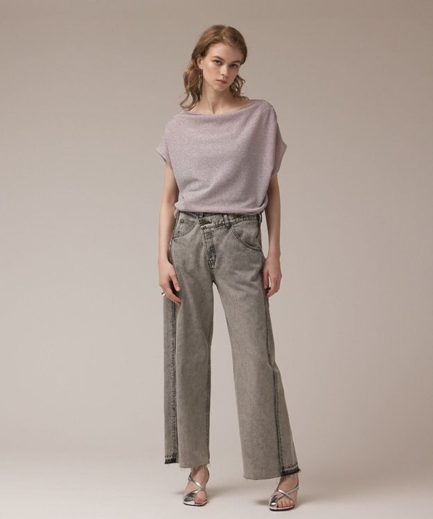 GRACE CONTINENTAL リメイクストレートデニムパンツ グレー