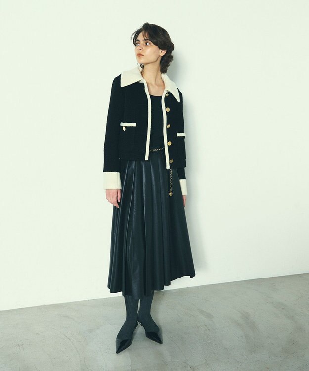 GRACE CONTINENTAL ウールパイルジャケット ブラック