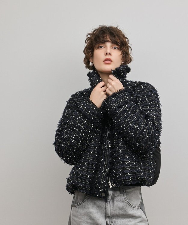 GRACE CONTINENTAL ツイードダウンジャケット ブラック