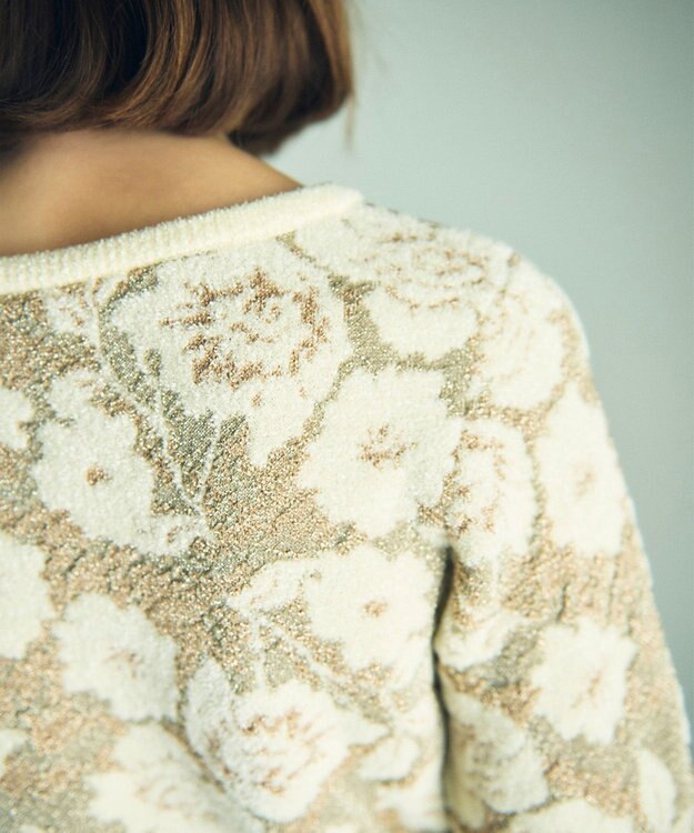 GRACE CONTINENTAL フローラルラメニットトップ ホワイト