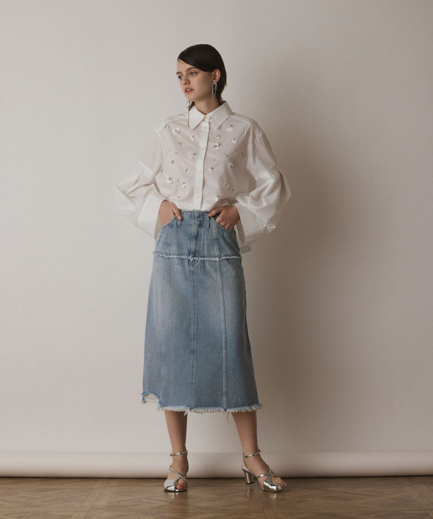 GRACE CONTINENTAL デニムタイトスカート サックス