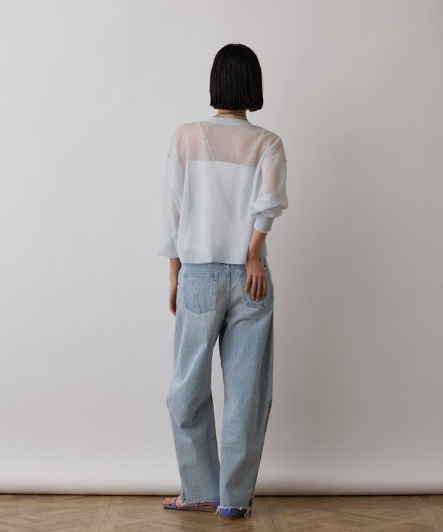 GRACE CONTINENTAL シアージョーゼットカーディガン ブルー