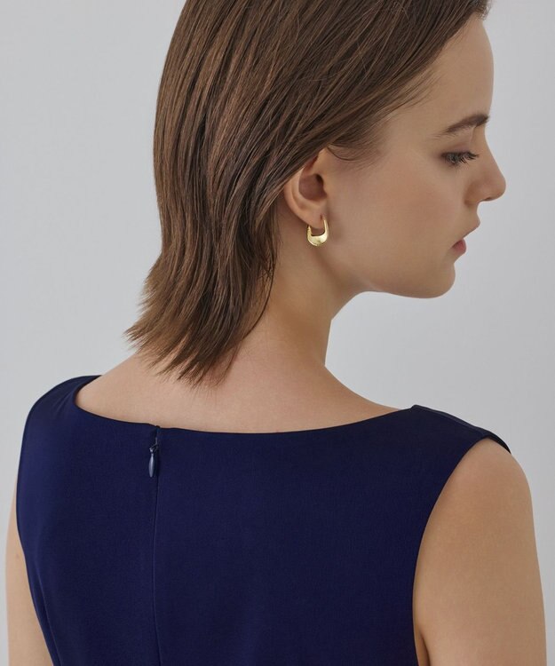 GRACE CONTINENTAL サテンクロスドレープワンピース ネイビー