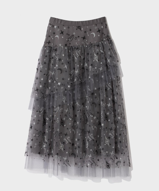 GRACE CONTINENTAL スペースembチュールスカート グレー