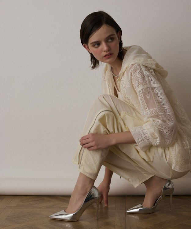 GRACE CONTINENTAL キカレースフード付トップ キナリ