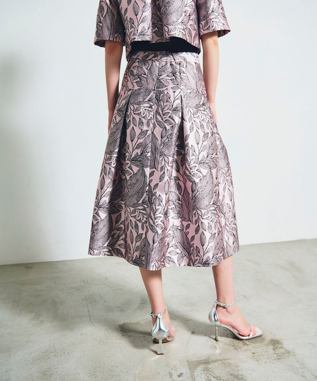 GRACE CONTINENTAL ボタニカルジャガードスカート ピンク