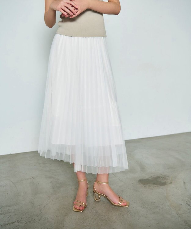 GRACE CONTINENTAL ティアードラップチュールスカート ホワイト