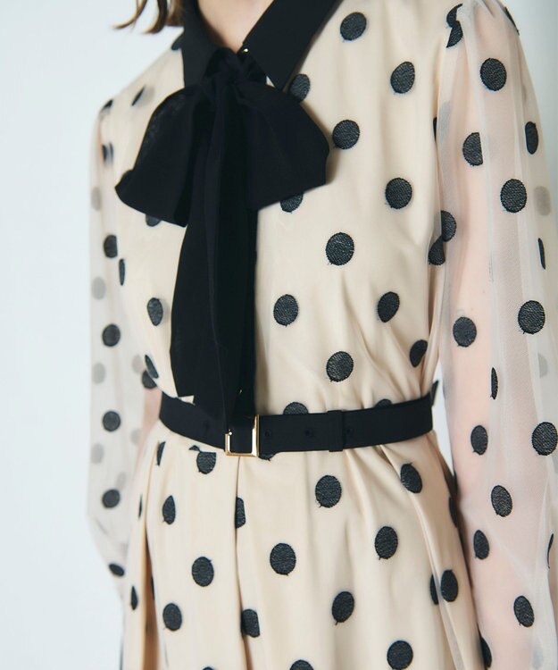 GRACE CONTINENTAL ラメドット刺繍ドレス キナリ