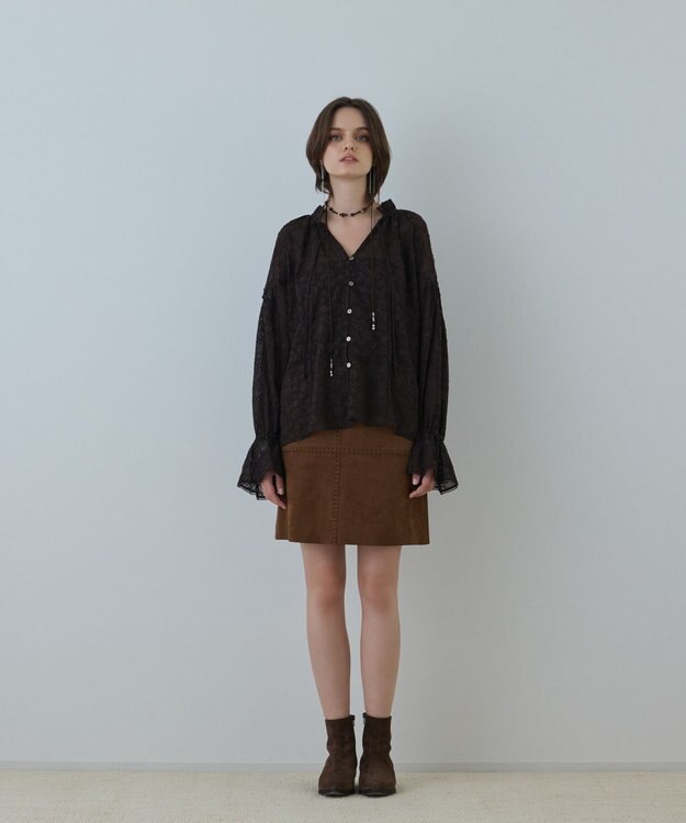 GRACE CONTINENTAL ヨウリュウembカフタンブラウス ブラウン