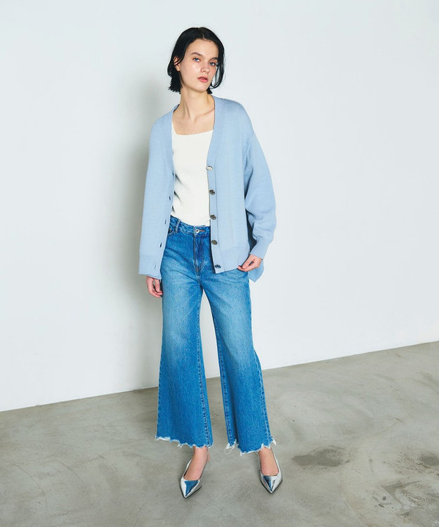 GRACE CONTINENTAL リリヤーンルーズカーディガン ブルー