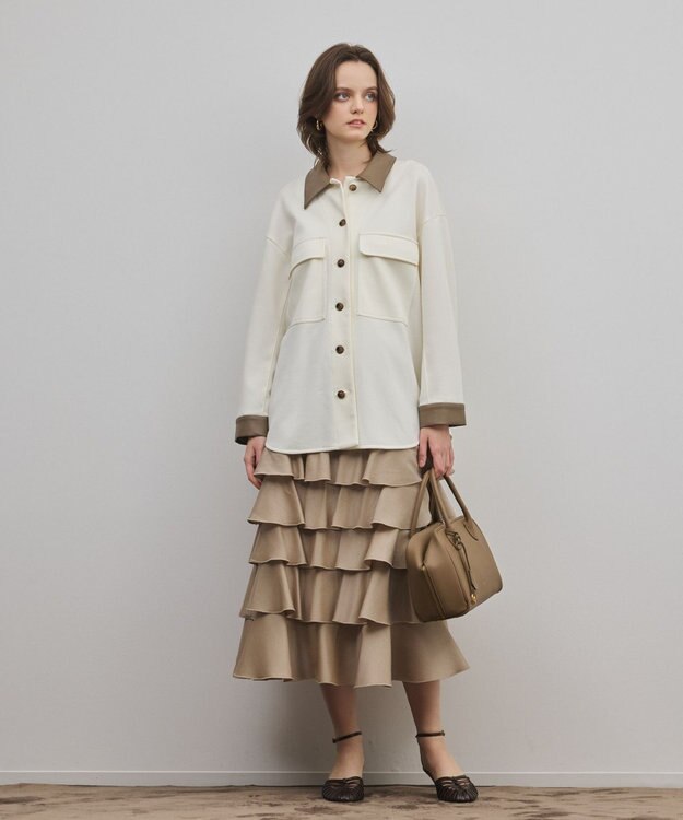 GRACE CONTINENTAL ティアードフリルスカート ベージュ