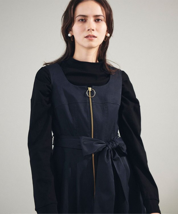 GRACE CONTINENTAL ジップディテールワンピース ブラック