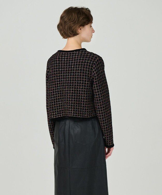 GRACE CONTINENTAL ツイードニットカーディガン ブラック