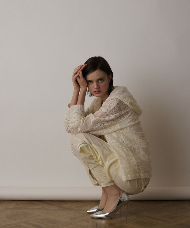 GRACE CONTINENTAL キカレースフード付トップ キナリ