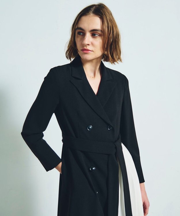 GRACE CONTINENTAL ウールタッチバイカラードレス ブラック