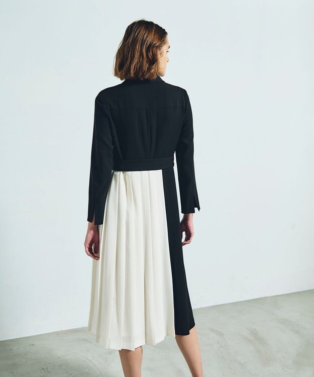 GRACE CONTINENTAL ウールタッチバイカラードレス ブラック