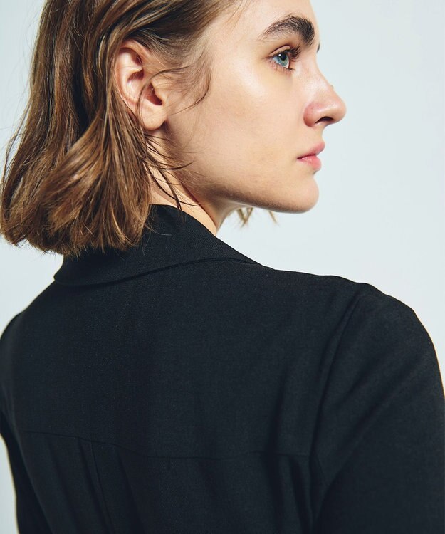 GRACE CONTINENTAL ウールタッチバイカラードレス ブラック