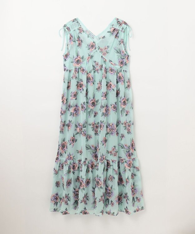 GRACE CONTINENTAL エスニックフラワー刺繍ワンピース ライトグリーン