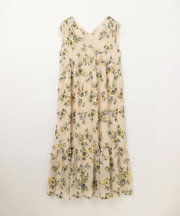 GRACE CONTINENTAL エスニックフラワー刺繍ワンピース ベージュ