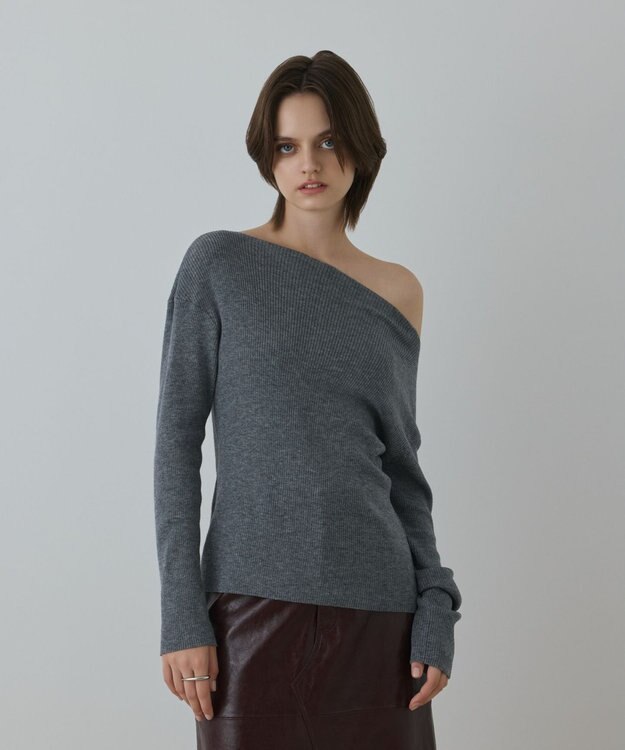 GRACE CONTINENTAL ハイゲージウールニットトップ グレー