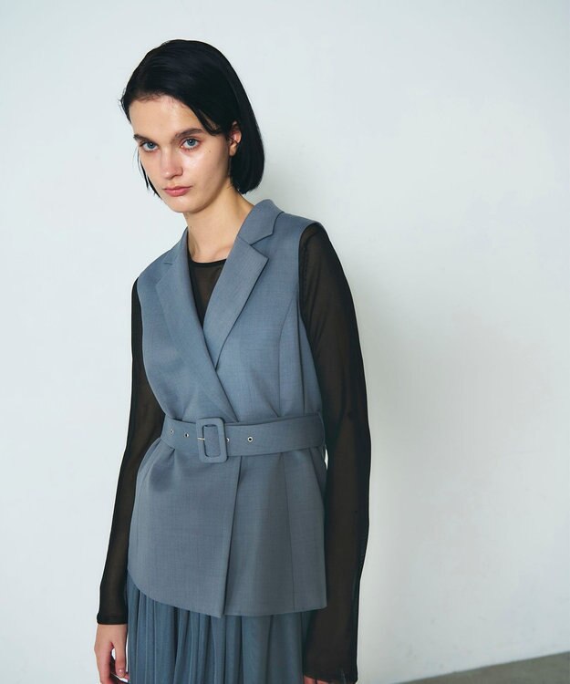 GRACE CONTINENTAL テーラーチュールワンピース グレー