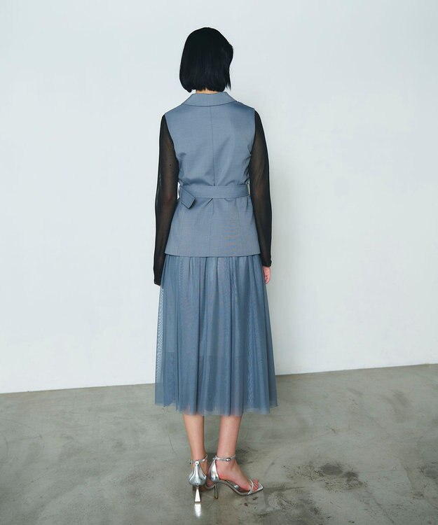 GRACE CONTINENTAL テーラーチュールワンピース グレー