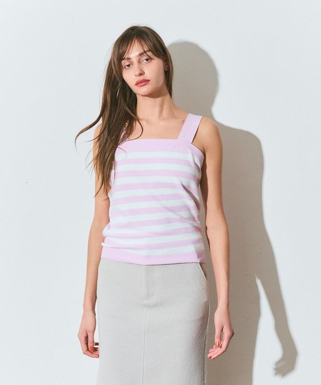 GRACE CONTINENTAL ボーダーニットキャミ ピンク