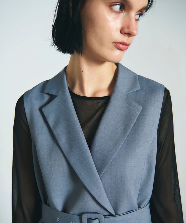 GRACE CONTINENTAL テーラーチュールワンピース グレー