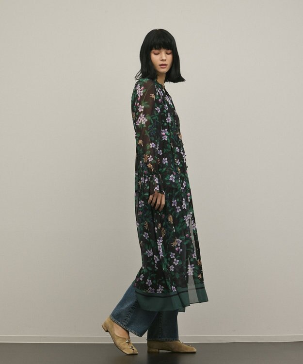 GRACE CONTINENTAL ドロストティアードフレアワンピース ブラック