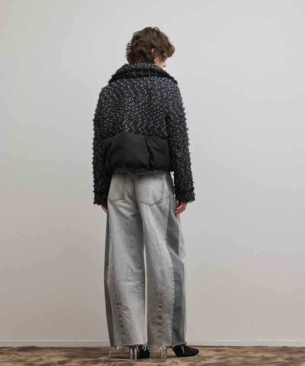 GRACE CONTINENTAL ツイードダウンジャケット ブラック