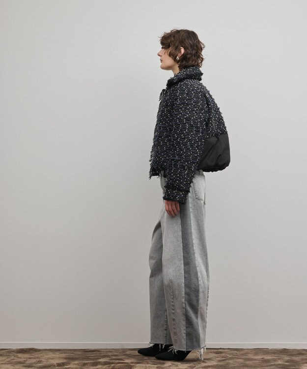 GRACE CONTINENTAL ツイードダウンジャケット ブラック