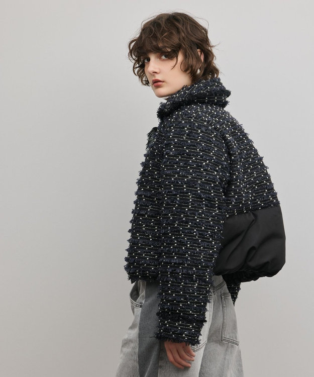 GRACE CONTINENTAL ツイードダウンジャケット ブラック