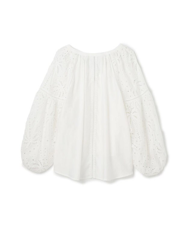 GRACE CONTINENTAL ヤシ柄カットワークトップ ホワイト