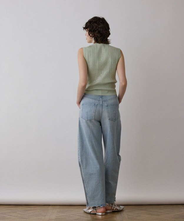 GRACE CONTINENTAL スパンコールニットノースリーブ ライトグリーン