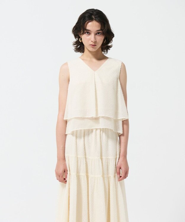 GRACE CONTINENTAL シフォンカットジャガードトップ キナリ