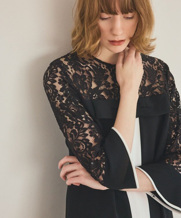 GRACE CONTINENTAL レースコンビバイカラーワンピース ブラック