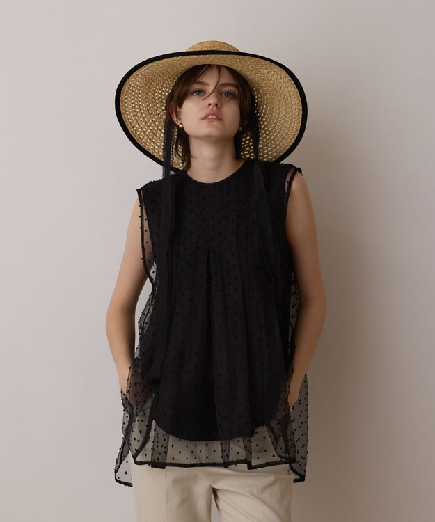 GRACE CONTINENTAL シアージャガードカットトップ ブラック