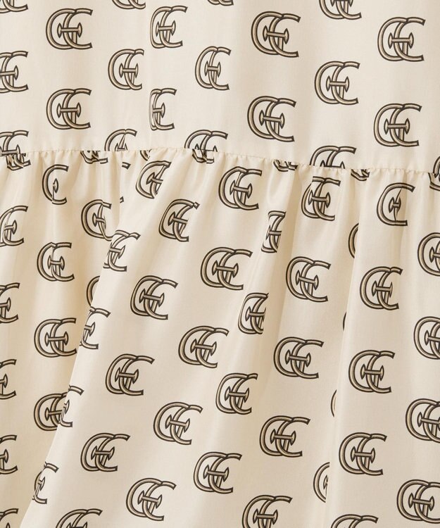 GRACE CONTINENTAL シルクモノグラムドレス ベージュ