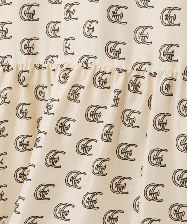 GRACE CONTINENTAL シルクモノグラムドレス ベージュ