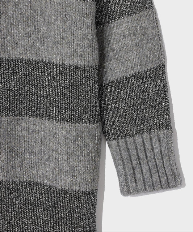 GRACE CONTINENTAL ラメボーダーニットトップ グレー