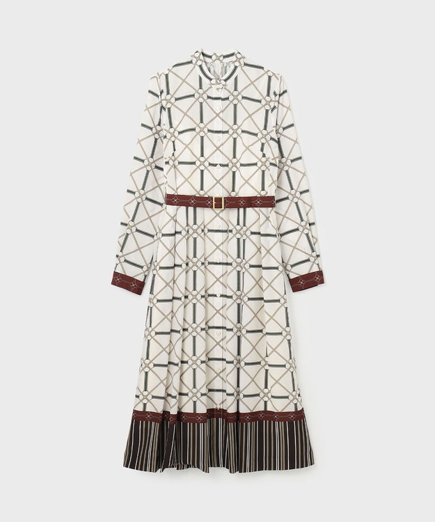 GRACE CONTINENTAL チェーンベルトプリントワンピース キナリ