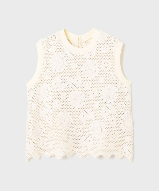 GRACE CONTINENTAL クロシュ刺繍トップ ホワイト