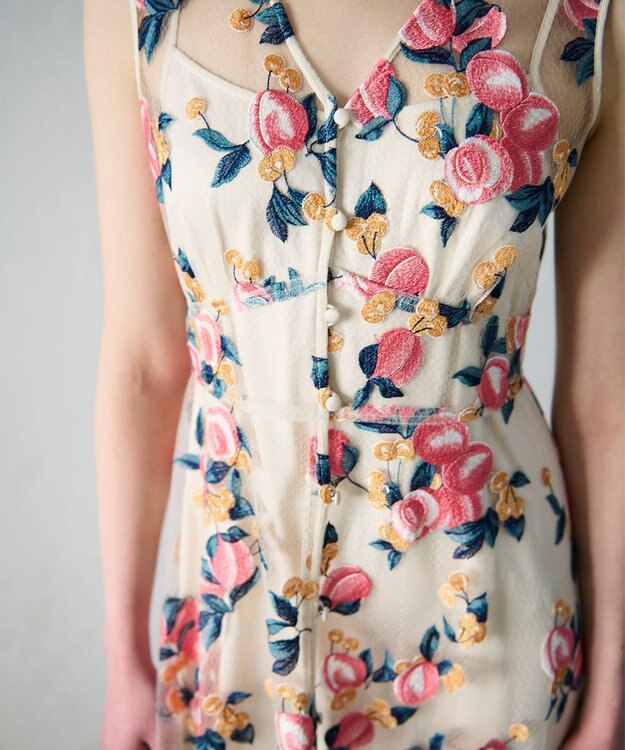 GRACE CONTINENTAL サマーフルーツ刺繍ワンピース キナリ