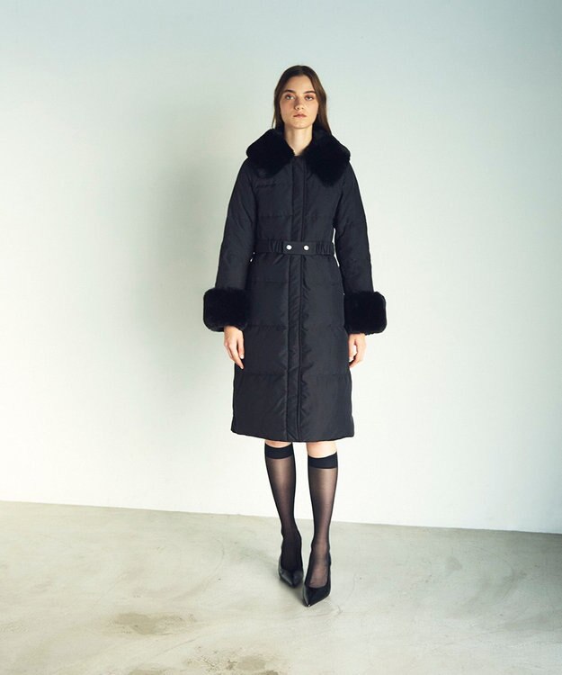 GRACE CONTINENTAL ファーパーツ付ロングダウン ブラック