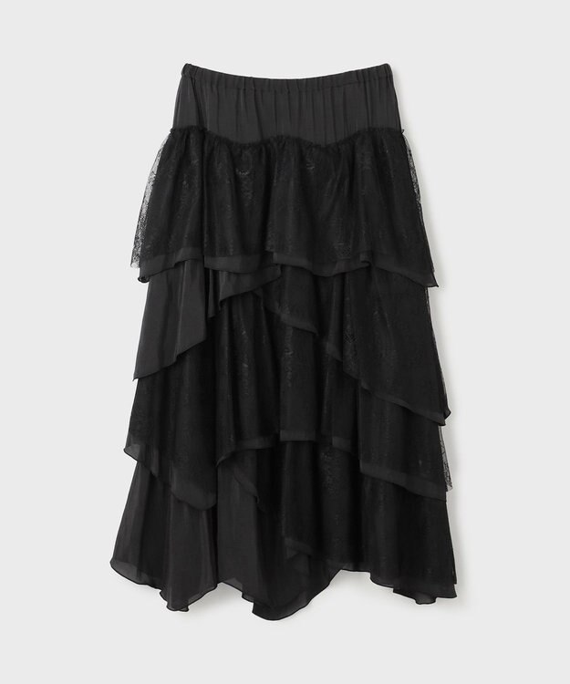 GRACE CONTINENTAL レースコンビティアードスカート ブラック