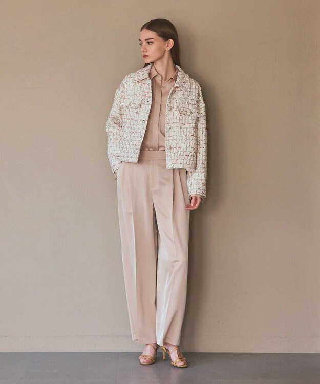 GRACE CONTINENTAL ツイードクロップドジャケット キナリ