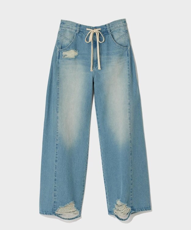 GRACE CONTINENTAL ドロストウエストデニムパンツ サックス