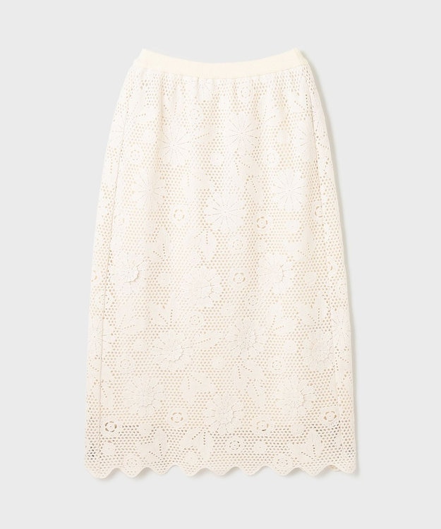 GRACE CONTINENTAL クロシュ刺繍スカート ホワイト