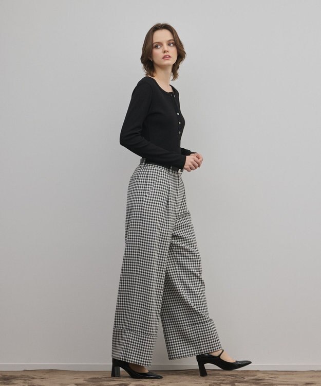 GRACE CONTINENTAL ロールアップギンガムパンツ バイカラー