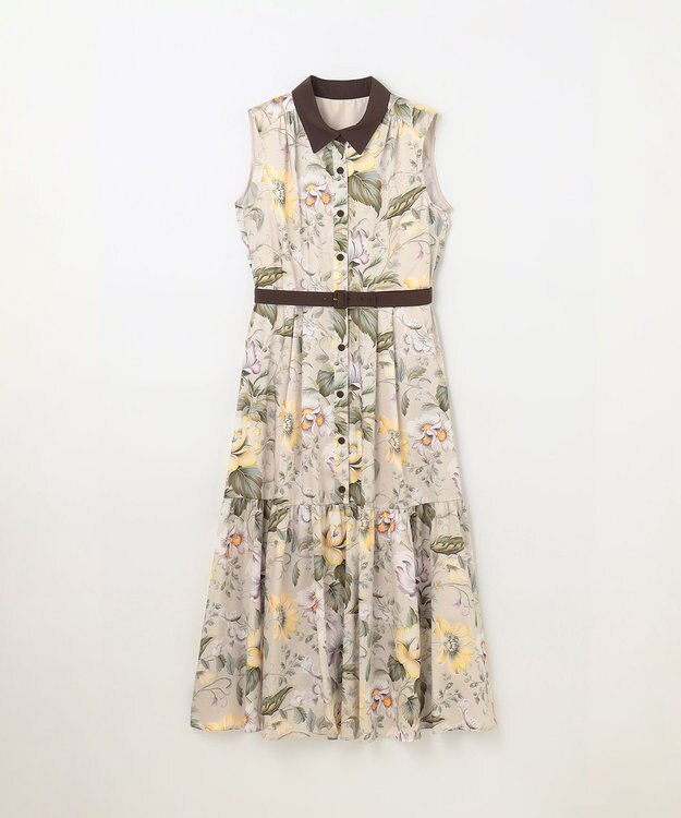 GRACE CONTINENTAL ボタニカルプリントワンピース ベージュ